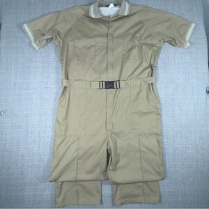 Vintage Para Suit Khaki Short Sleeve Liesure Jump Suit Coveralls Size 46L